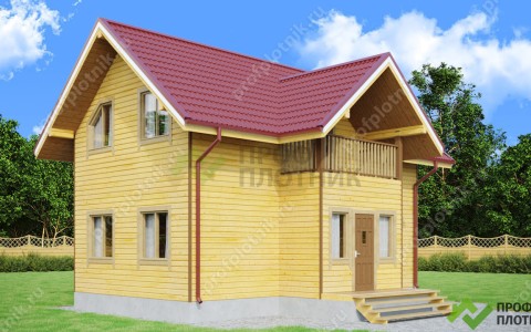 Проект дома из бруса 7 м х 9 м ДБ-84 под усадку в Москве и Московской области