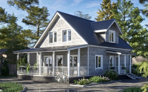 Проект дома из бруса 8 м х 10 м ДБ-89