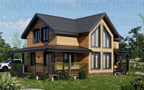 Проект дома из бруса 7.5 м х 10 м ДБ-93