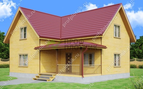 Проект дома из бруса 9 м х 11.5 м ДБ-117 под усадку в Москве и Московской области