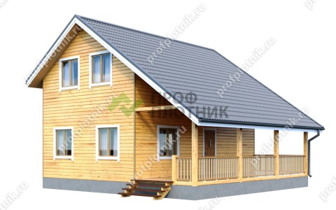 Проект дома из бруса ДБ-207 6х9, площадью 87 м2 под усадку в Москве и Московской области