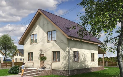 Проект дома из бруса 9 м х 9 м ДБ-7