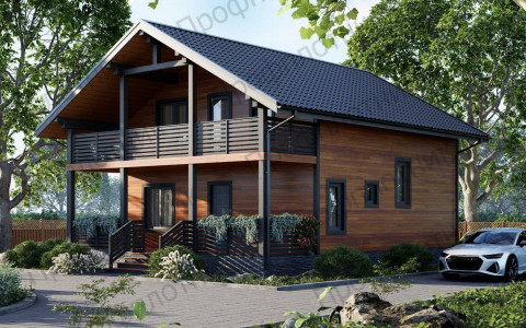 Проект дома из бруса 8 м х 10 м ДК-3 под ключ в Москве и Московской области