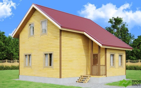 Проект дома из бруса 8 м х 9 м ДБ-48 в Москве и Московской области